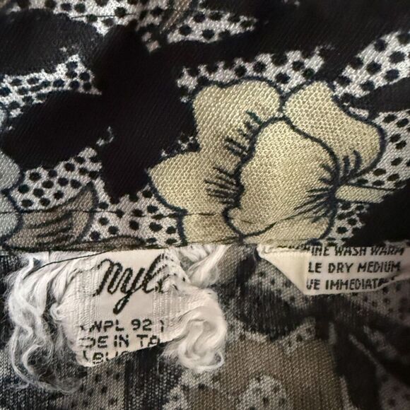 Rare 70s Vintage Brown, Black & Gray Floral Long Sleeve Button Down Top Size M - Picture 12 of 14